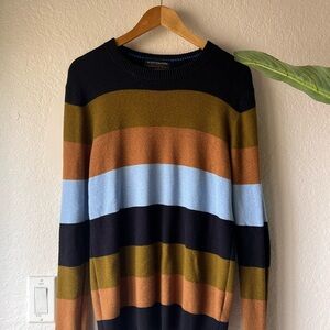Scotch & Soda Men's Crewneck Sweater - Black, Brown, Blue Stripes